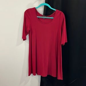 Eileen Fisher crewneck short sleeve red burgundy tunic size medium